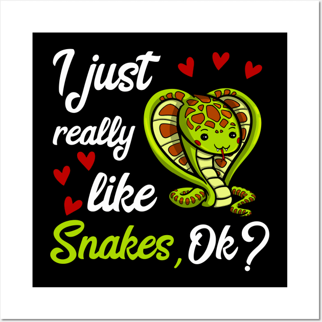 I Just Really Like Snakes Cute Lizard Funny Wall Art by underheaven